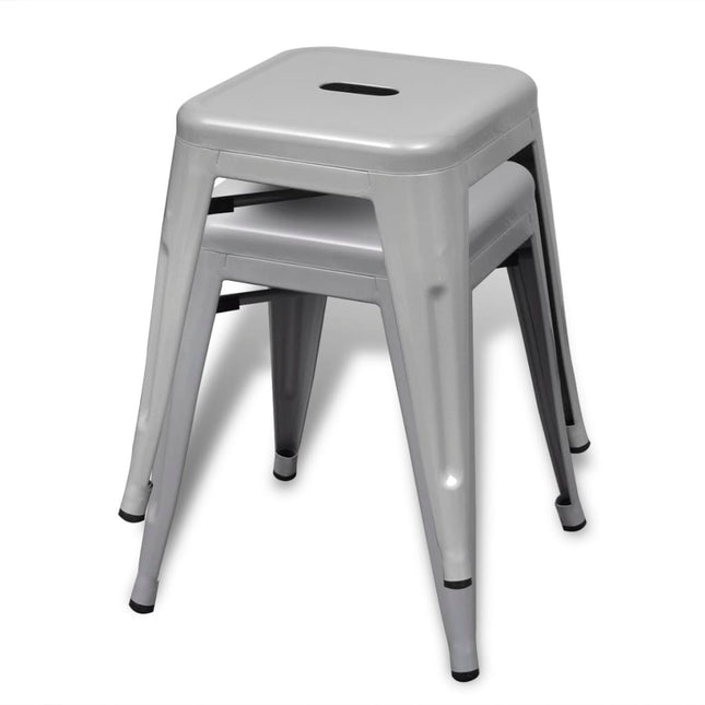 Tabourets Empilables Lot De 2 Métal