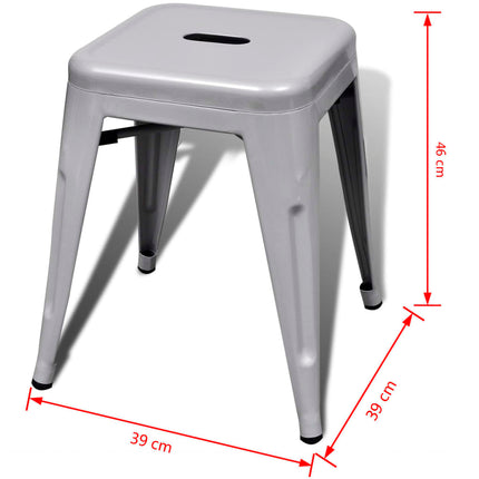 Tabourets Empilables Lot De 2 Métal
