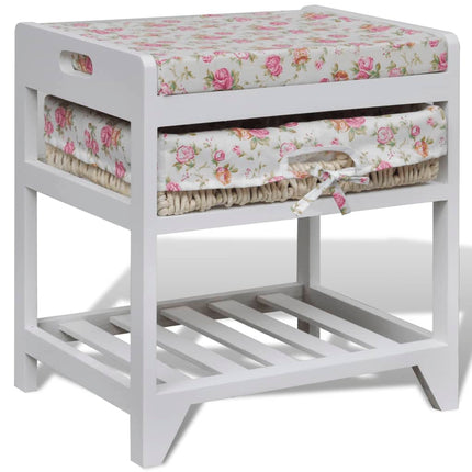 Banc De Rangement Avec Étagère À Chaussures Et Panier Paulownia