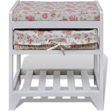 Banc De Rangement Avec Étagère À Chaussures Et Panier Paulownia