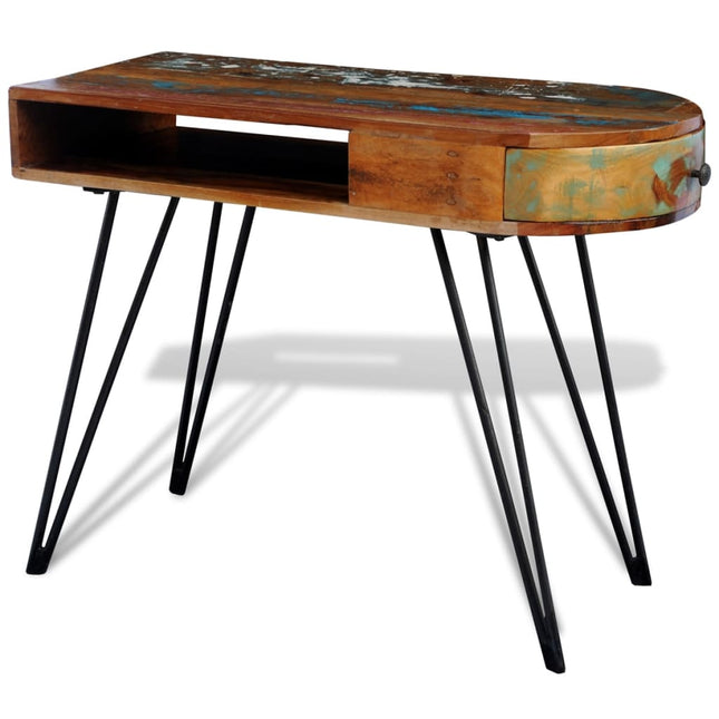 Bureau Avec Pieds En Fer Bois De Récupération Solide