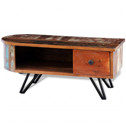 Table Basse Avec Pieds En Fer Bois Massif De Récupération