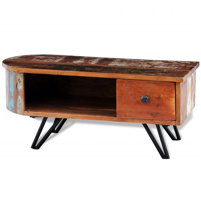 Table Basse Avec Pieds En Fer Bois Massif De Récupération