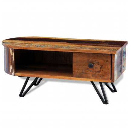Table Basse Avec Pieds En Fer Bois Massif De Récupération