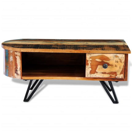 Table Basse Avec Pieds En Fer Bois Massif De Récupération