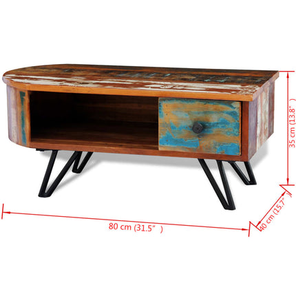 Table Basse Avec Pieds En Fer Bois Massif De Récupération