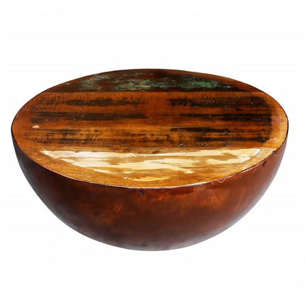 Table Basse Forme De Bol Avec Base En Acier Bois Recyclé