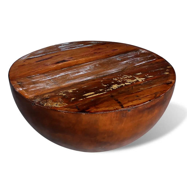 Table Basse Forme De Bol Avec Base En Acier Bois Recyclé