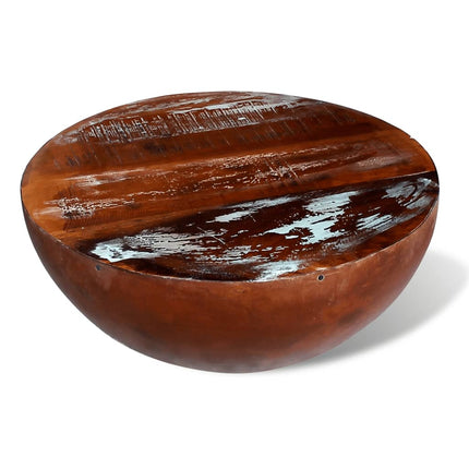 Table Basse Forme De Bol Avec Base En Acier Bois Recyclé