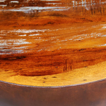 Table Basse Forme De Bol Avec Base En Acier Bois Recyclé
