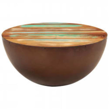 Table Basse Forme De Bol Avec Base En Acier Bois Recyclé