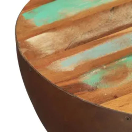 Table Basse Forme De Bol Avec Base En Acier Bois Recyclé