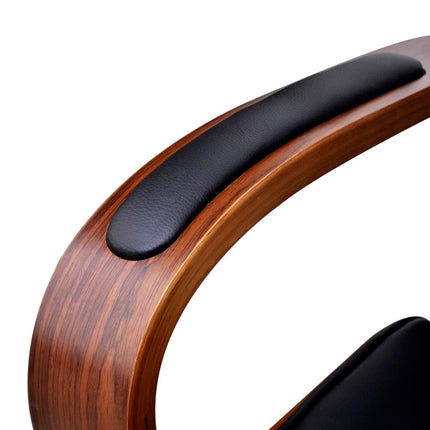 Chaise De Bureau Avec Appuie-Tête Bois Cintré Similicuir