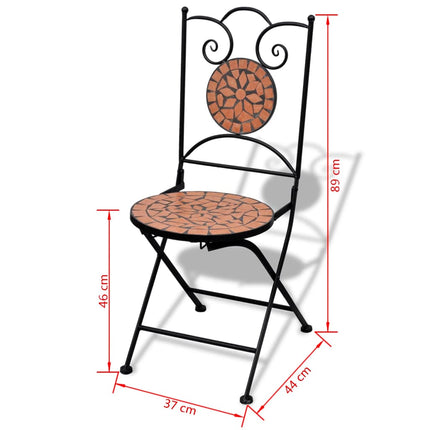 Ensemble De Bistro 3 Pcs Carreaux Céramiques Terre Cuite