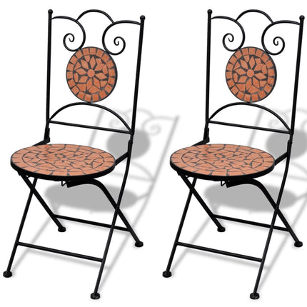 Ensemble De Bistro 3 Pcs Carreaux Céramiques Terre Cuite