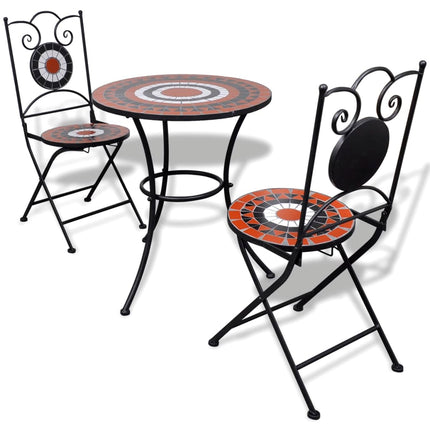 Ensemble De Bistro 3 Pcs Carreaux Céramiques Terre Cuite