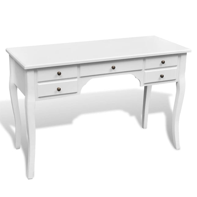 Bureau Français En Bois Avec Pieds Courbés Et 5 Tiroirs