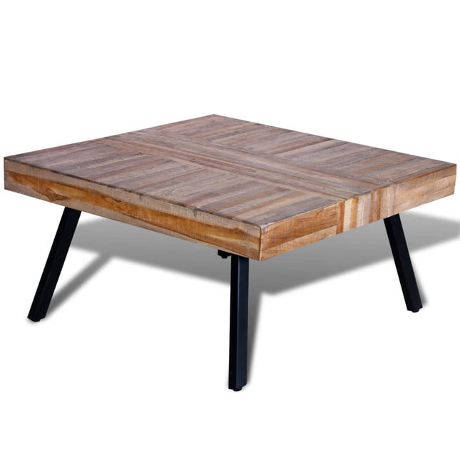 Table Basse Carrée Bois De Teck De Récupération