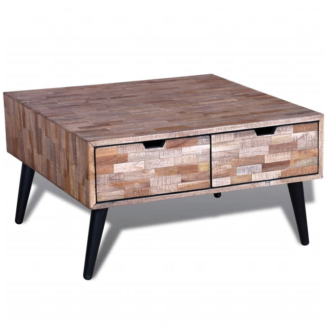 Table Basse Avec 4 Tiroirs Bois De Teck Recyclé