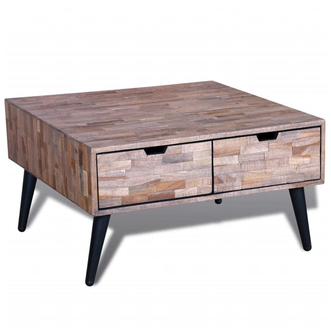Table Basse Avec 4 Tiroirs Bois De Teck Recyclé