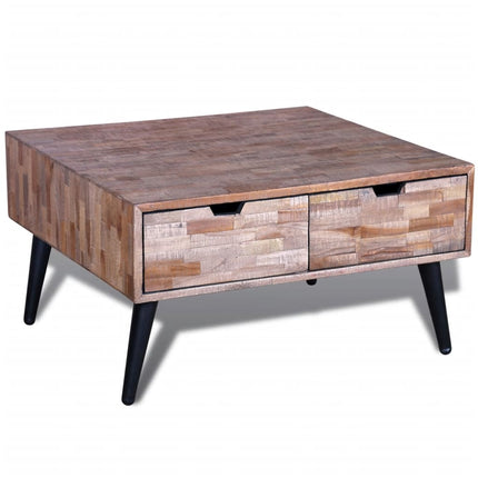 Table Basse Avec 4 Tiroirs Bois De Teck Recyclé
