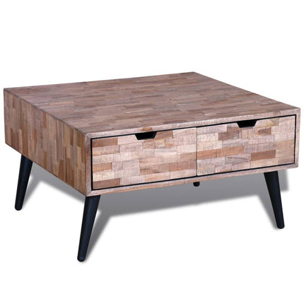 Table Basse Avec 4 Tiroirs Bois De Teck Recyclé