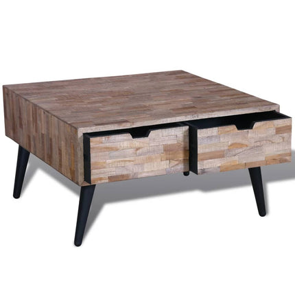 Table Basse Avec 4 Tiroirs Bois De Teck Recyclé