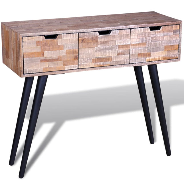 Table Console Avec 3 Tiroirs Bois De Teck Recyclé