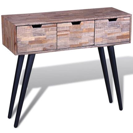 Table Console Avec 3 Tiroirs Bois De Teck Recyclé