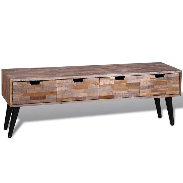 Table Console Tv Avec 4 Tiroirs Bois De Teck Recyclé