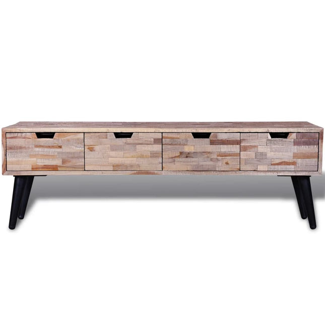 Table Console Tv Avec 4 Tiroirs Bois De Teck Recyclé