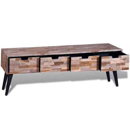 Table Console Tv Avec 4 Tiroirs Bois De Teck Recyclé