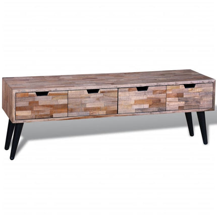 Table Console Tv Avec 4 Tiroirs Bois De Teck Recyclé