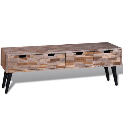 Table Console Tv Avec 4 Tiroirs Bois De Teck Recyclé