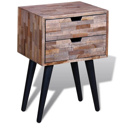 Table De Chevet Avec 2 Tiroirs Bois De Teck Recyclé