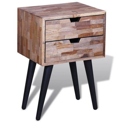 Table De Chevet Avec 2 Tiroirs Bois De Teck Recyclé