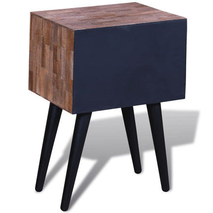 Table De Chevet Avec 2 Tiroirs Bois De Teck Recyclé
