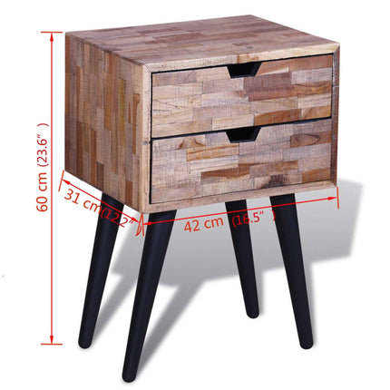 Table De Chevet Avec 2 Tiroirs Bois De Teck Recyclé