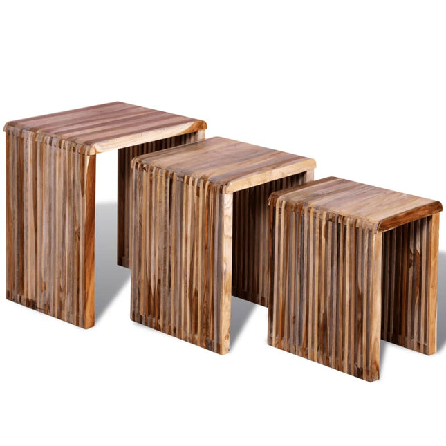 Table Gigogne 3 Pcs Teck Recyclé