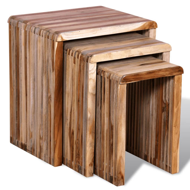 Table Gigogne 3 Pcs Teck Recyclé
