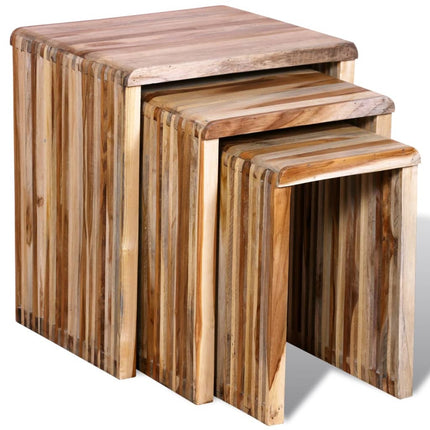 Table Gigogne 3 Pcs Teck Recyclé