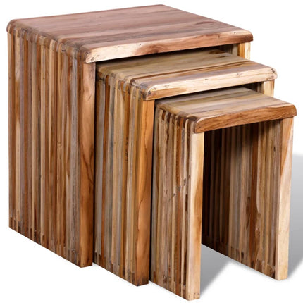 Table Gigogne 3 Pcs Teck Recyclé