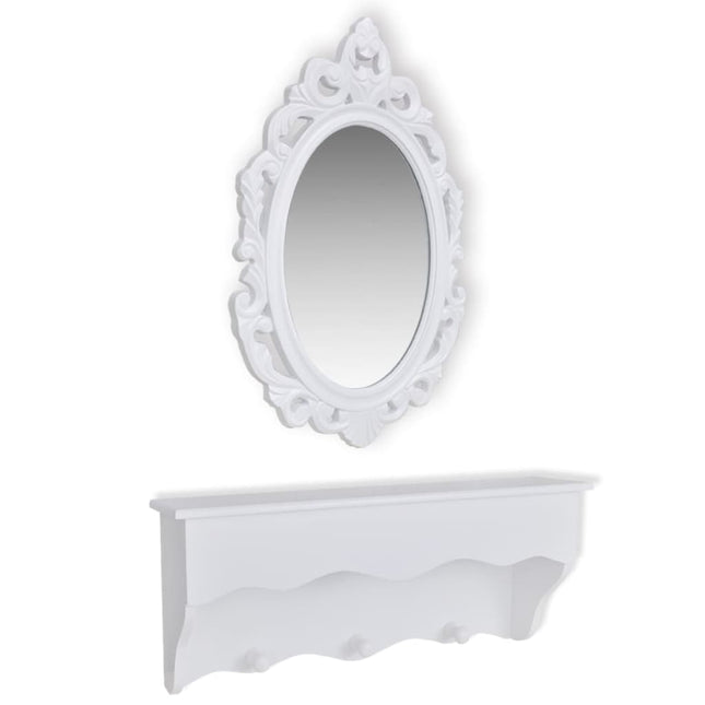 Étagère Murale Pour Clés Et Bijoux Avec Miroir Et Crochets