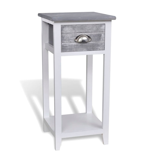 Table De Chevet Avec 1 Tiroir Et Blanc