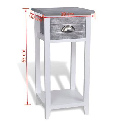 Table De Chevet Avec 1 Tiroir Et Blanc