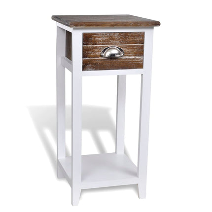 Table De Chevet Avec 1 Tiroir Et Blanc