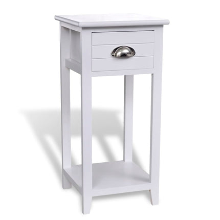 Table De Chevet Avec 1 Tiroir Et Blanc