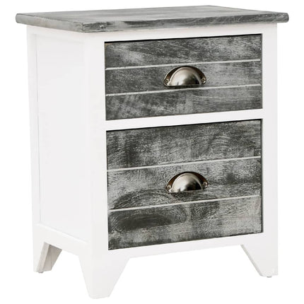 Table De Chevet 2 Pcs Avec 2 Tiroirs Gris Et Blanc