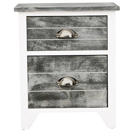 Table De Chevet 2 Pcs Avec 2 Tiroirs Gris Et Blanc