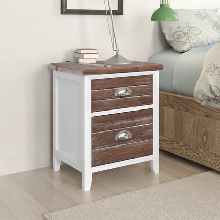 Table De Chevet 2 Pcs Avec 2 Tiroirs Gris Et Blanc